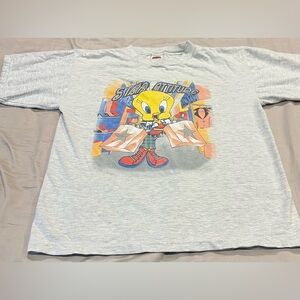 VINTAGE 1997 Looney Tunes Shirt Women's XL Gray Tweety Star Attitude Y2K